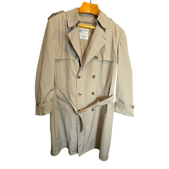 London Fog Other - London Fog Maincoats Mens 46 Long Tan Beige Double Breasted Trench Coat Belted